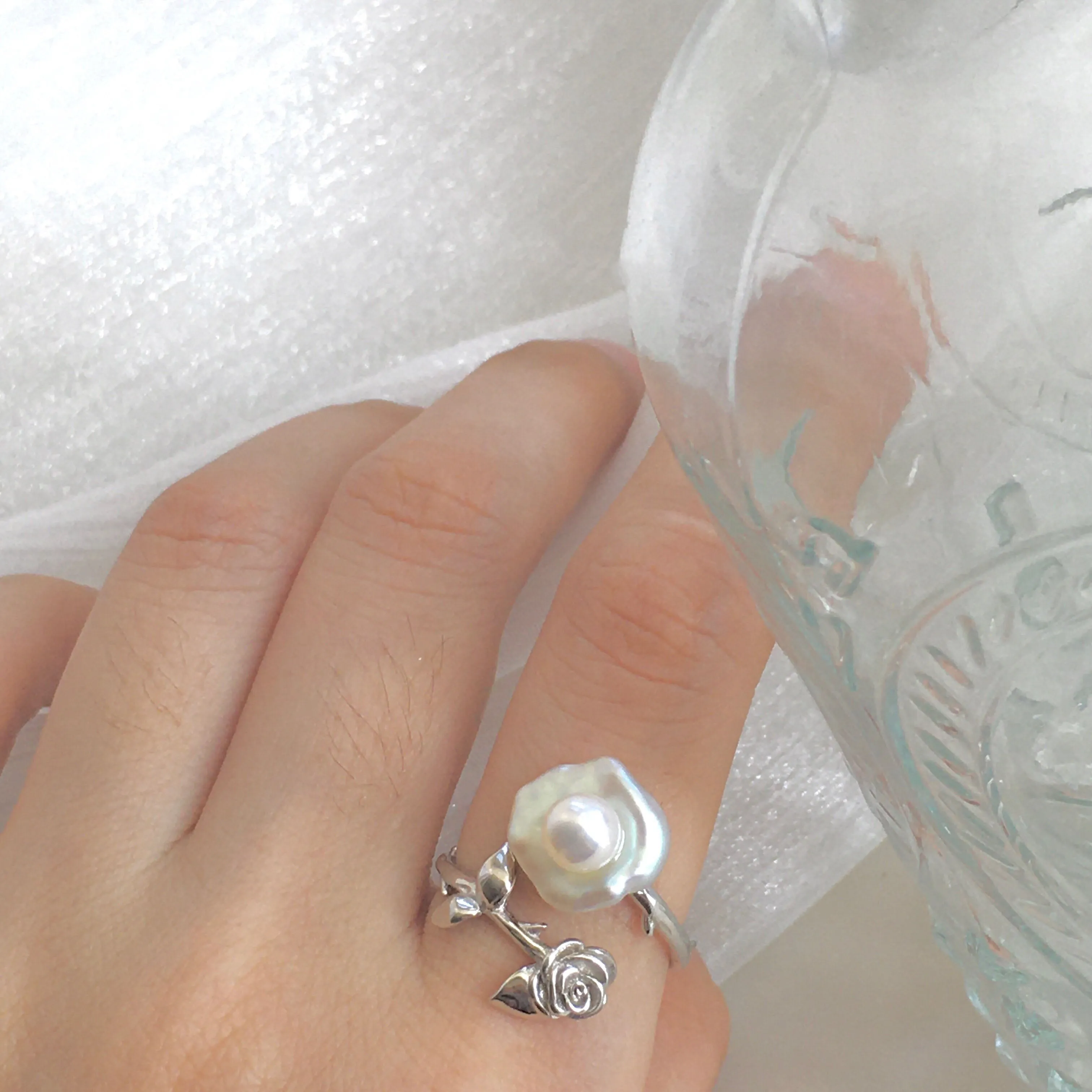 Rose Flower Baroque Pearl Ring sold by Belle Juri product image thumbnail 4