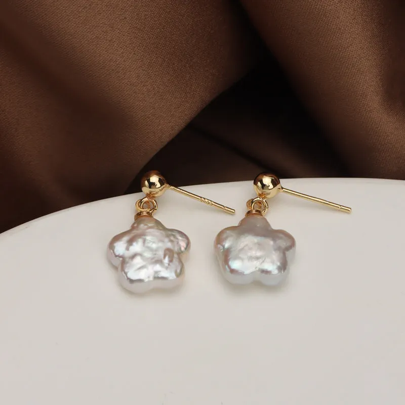 Exquisite Plum Blossom Baroque Pearl Stud Earrings sold by Belle Juri