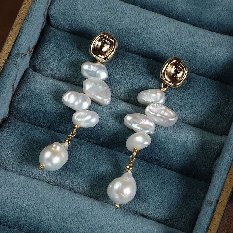 Vintage Elegance Baroque Pearl Drop Earrings sold by Belle Juri product image thumbnail 4