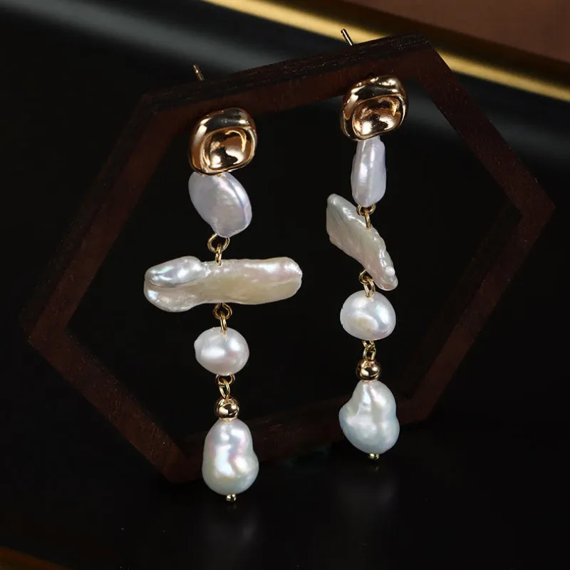 Vintage Elegance Baroque Pearl Drop Earrings made by Belle Juri