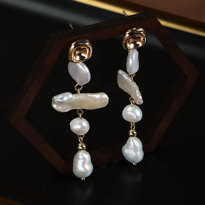 Vintage Elegance Baroque Pearl Drop Earrings sold by Belle Juri