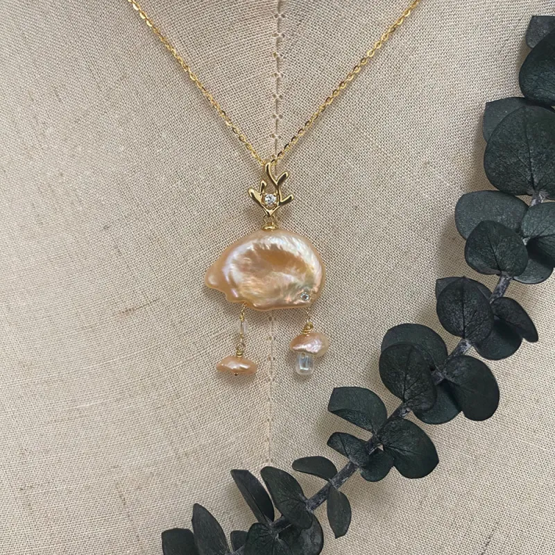 Natural Pearl Irregular Cloud Baroque Pendant sold by Belle Juri