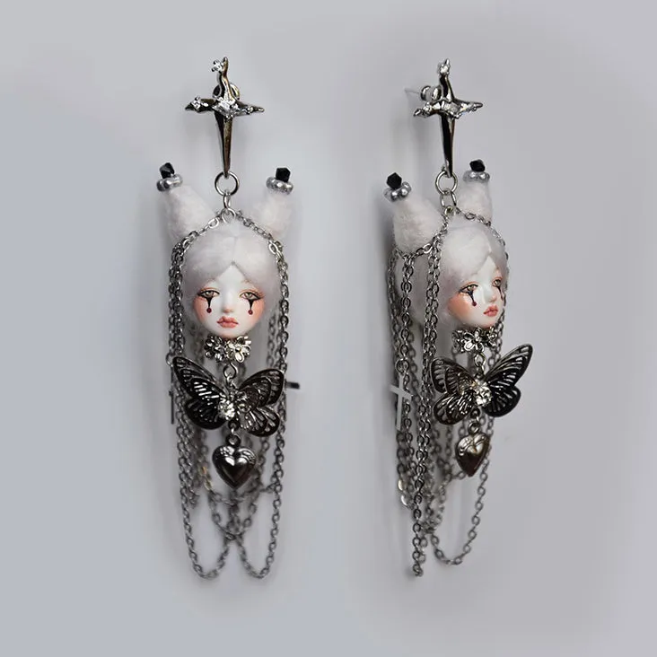 Handmade Long Tassel Chain Doll Earrings sold by Belle Juri product image thumbnail 3