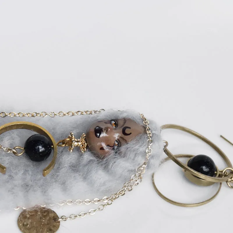 Handmade Wool Felt Moon Witch Doll Earrings sold by Belle Juri product image thumbnail 3