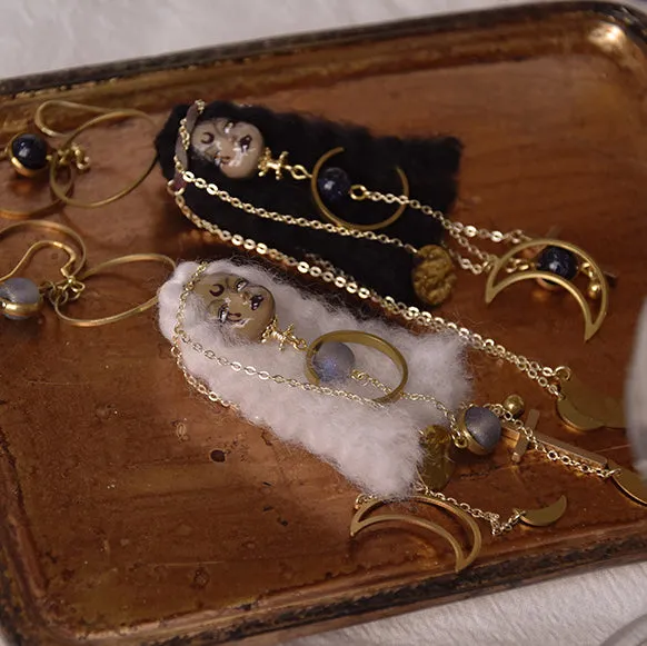 Handmade Wool Felt Moon Witch Doll Earrings sold by Belle Juri product image thumbnail 4