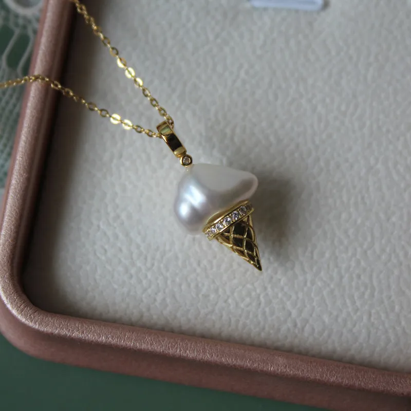 Ice Cream Baroque Pearl Necklace sold by Belle Juri product image thumbnail 4