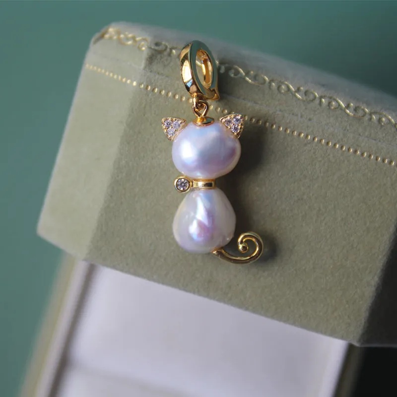 Whimsical Cat Baroque Pearl Necklace sold by Belle Juri product image thumbnail 3