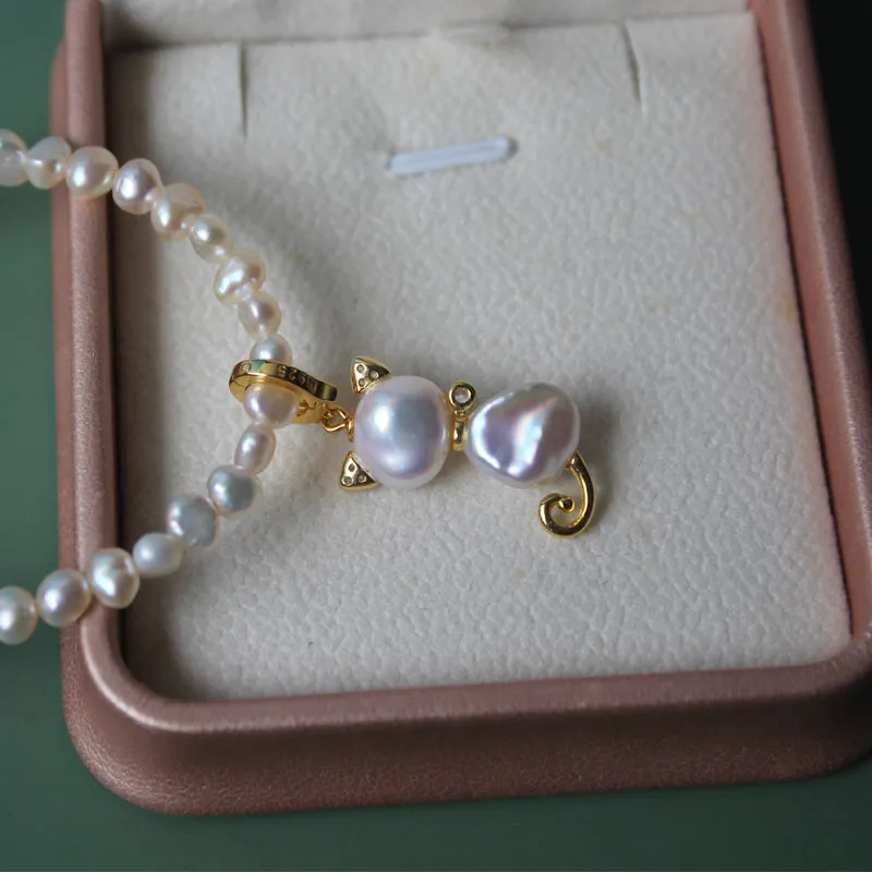 Whimsical Cat Baroque Pearl Necklace sold by Belle Juri product image thumbnail 5
