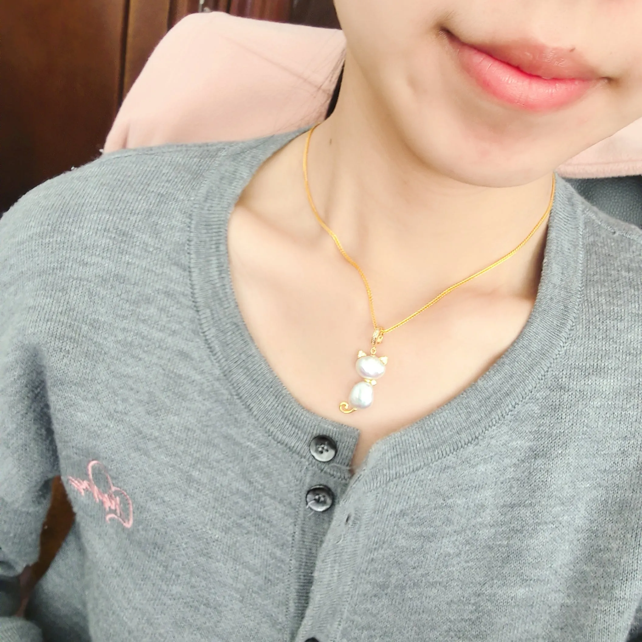 Whimsical Cat Baroque Pearl Necklace sold by Belle Juri product image thumbnail 2