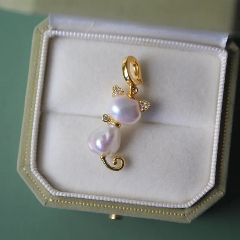 Whimsical Cat Baroque Pearl Necklace sold by Belle Juri product image thumbnail 4