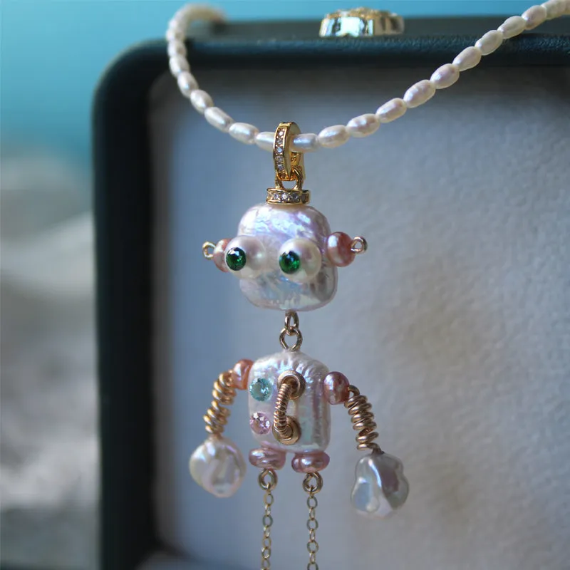 Handmade Steampunk Robot Baroque Pearl Pendant sold by Belle Juri product image thumbnail 2