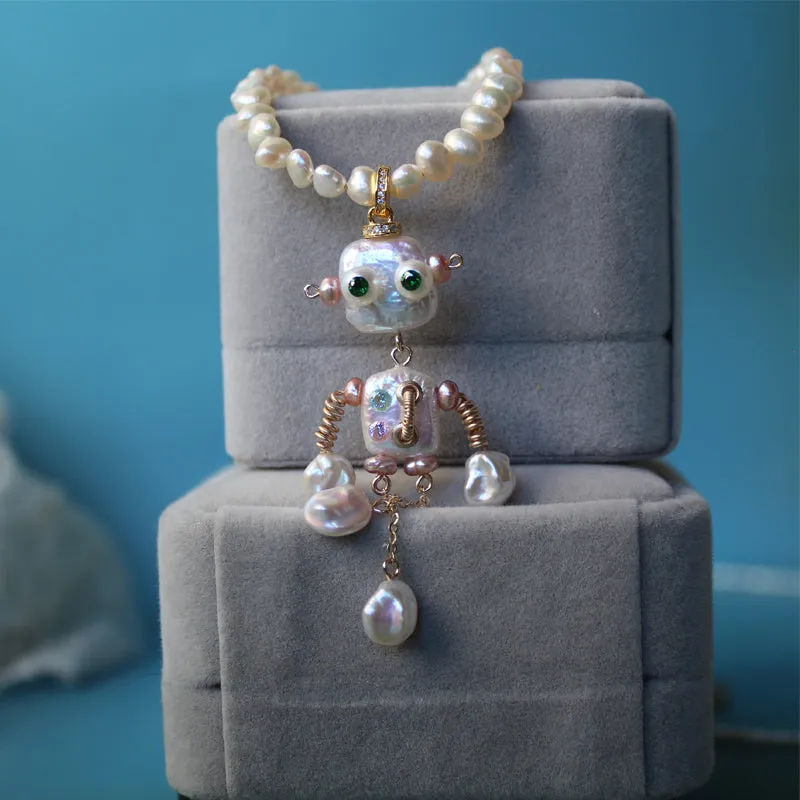 Handmade Steampunk Robot Baroque Pearl Pendant sold by Belle Juri product image thumbnail 5