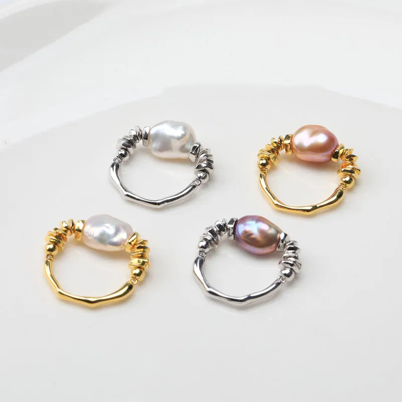 Handmade Baroque Keshi Pearl Ring made by Belle Juri