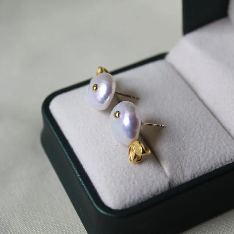 Aurora Glow Fish Baroque Pearl Stud Earrings sold by Belle Juri product image thumbnail 3