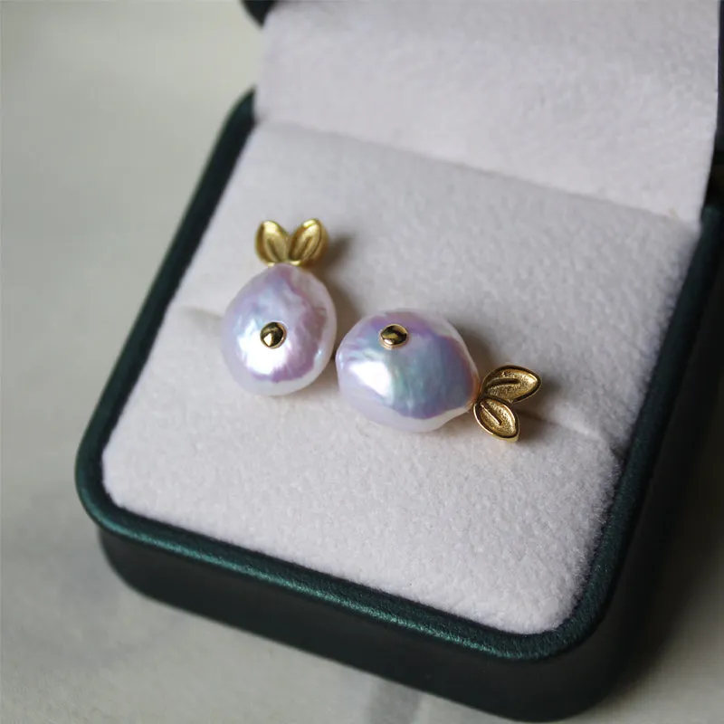 Aurora Glow Fish Baroque Pearl Stud Earrings sold by Belle Juri product image thumbnail 4