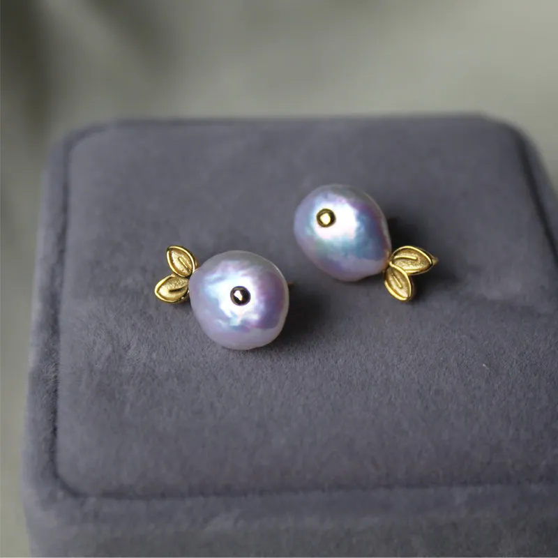 Aurora Glow Fish Baroque Pearl Stud Earrings sold by Belle Juri product image thumbnail 5