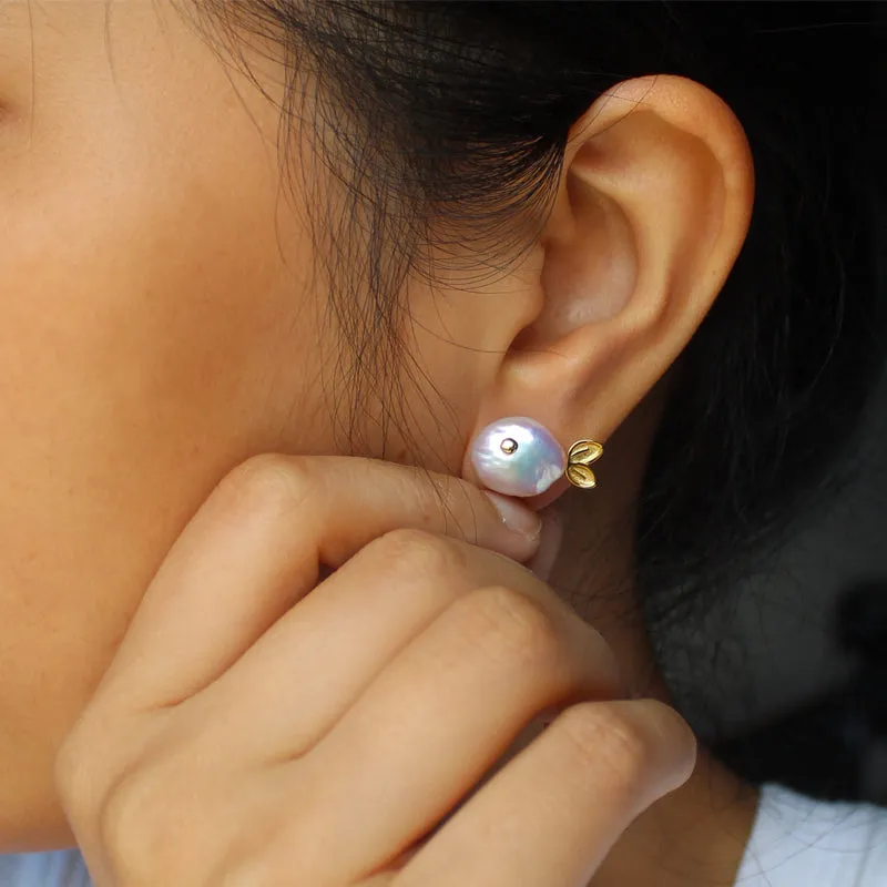 Aurora Glow Fish Baroque Pearl Stud Earrings sold by Belle Juri product image thumbnail 2
