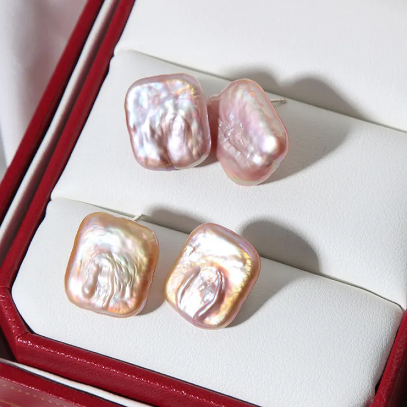 Baroque Square Pearl Earrings sold by Belle Juri