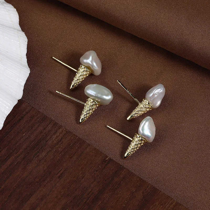 Baroque Pearl Ice Cream Stud Earrings sold by Belle Juri product image thumbnail 5