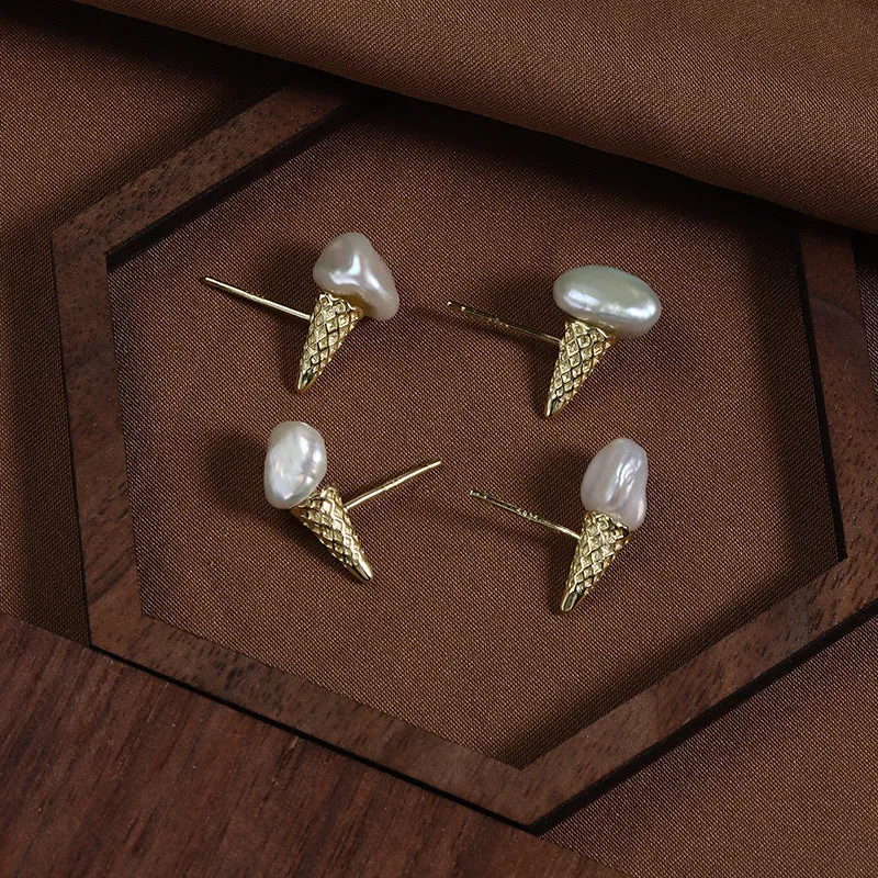 Baroque Pearl Ice Cream Stud Earrings sold by Belle Juri product image thumbnail 4