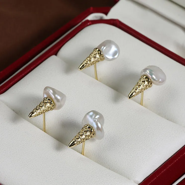 Baroque Pearl Ice Cream Stud Earrings sold by Belle Juri product image thumbnail 2