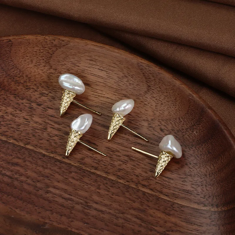 Baroque Pearl Ice Cream Stud Earrings sold by Belle Juri product image thumbnail 3