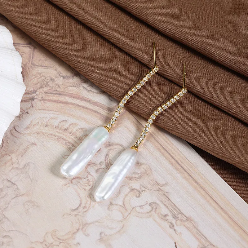 Stick-Shaped Baroque Pearl Earrings sold by Belle Juri product image thumbnail 2