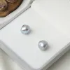 Grey Baroque Pearl Studs Earrings sold by Belle Juri