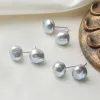 Grey Baroque Pearl Studs Earrings sold by Belle Juri