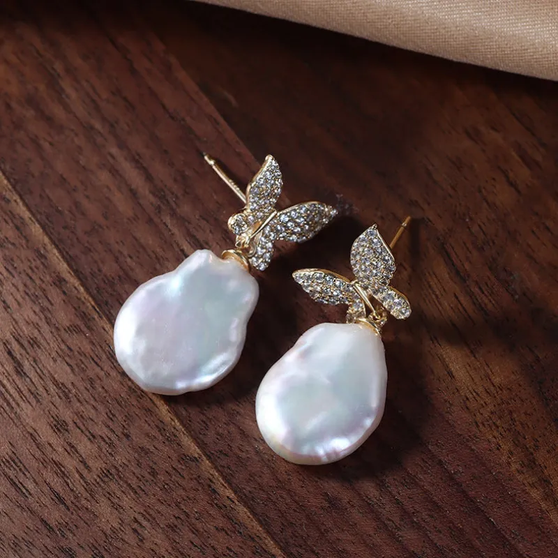 Butterfly Baroque Pearl Earrings sold by Belle Juri