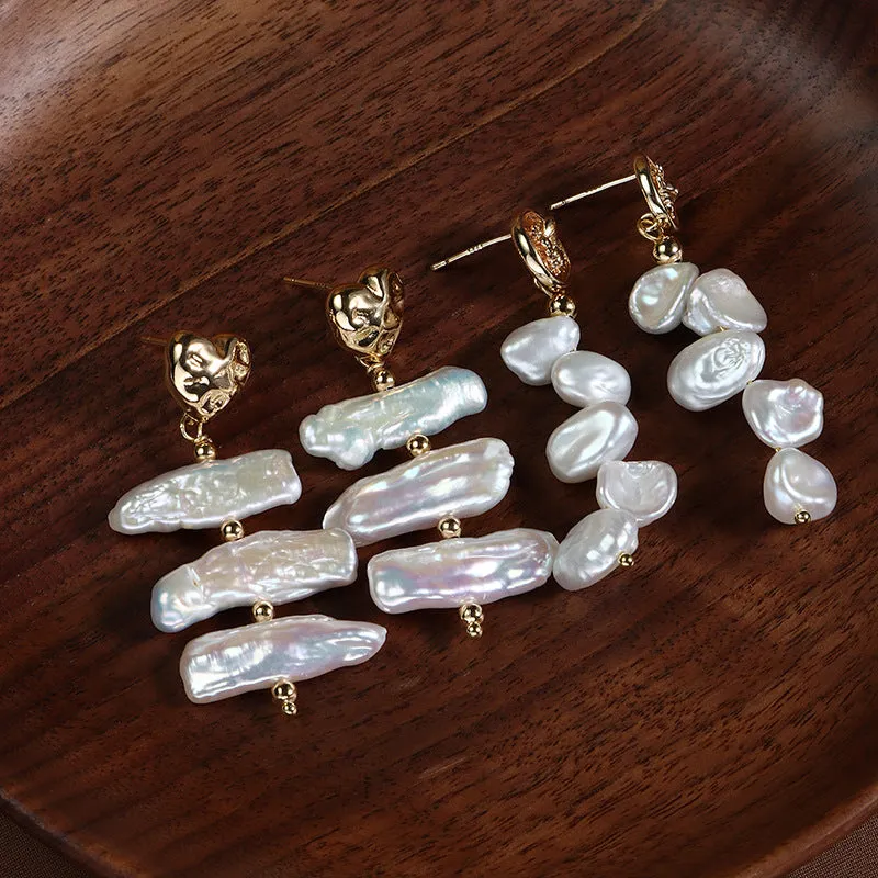 Romantic Baroque Pearl Drop Earrings sold by Belle Juri
