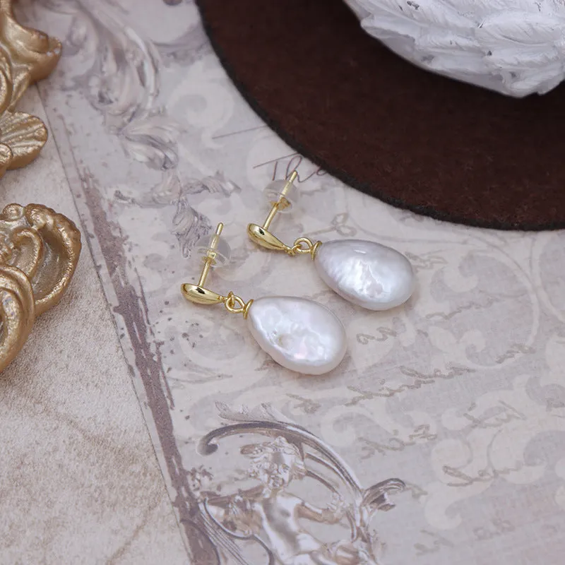 Teardrop Baroque Pearl Studs Earrings sold by Belle Juri product image thumbnail 3