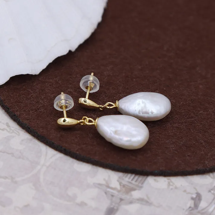Teardrop Baroque Pearl Studs Earrings sold by Belle Juri product image thumbnail 5