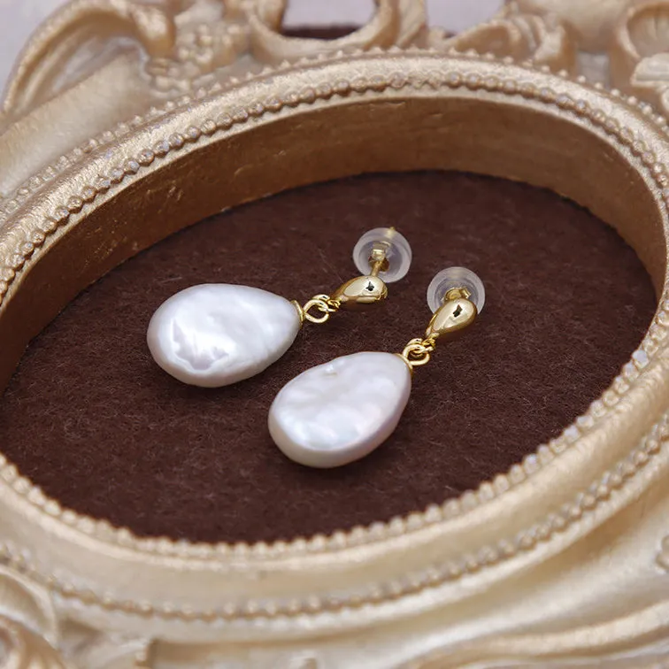 Teardrop Baroque Pearl Studs Earrings sold by Belle Juri product image thumbnail 2