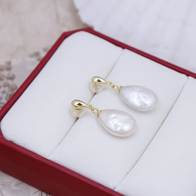 Teardrop Baroque Pearl Studs Earrings sold by Belle Juri product image thumbnail 4
