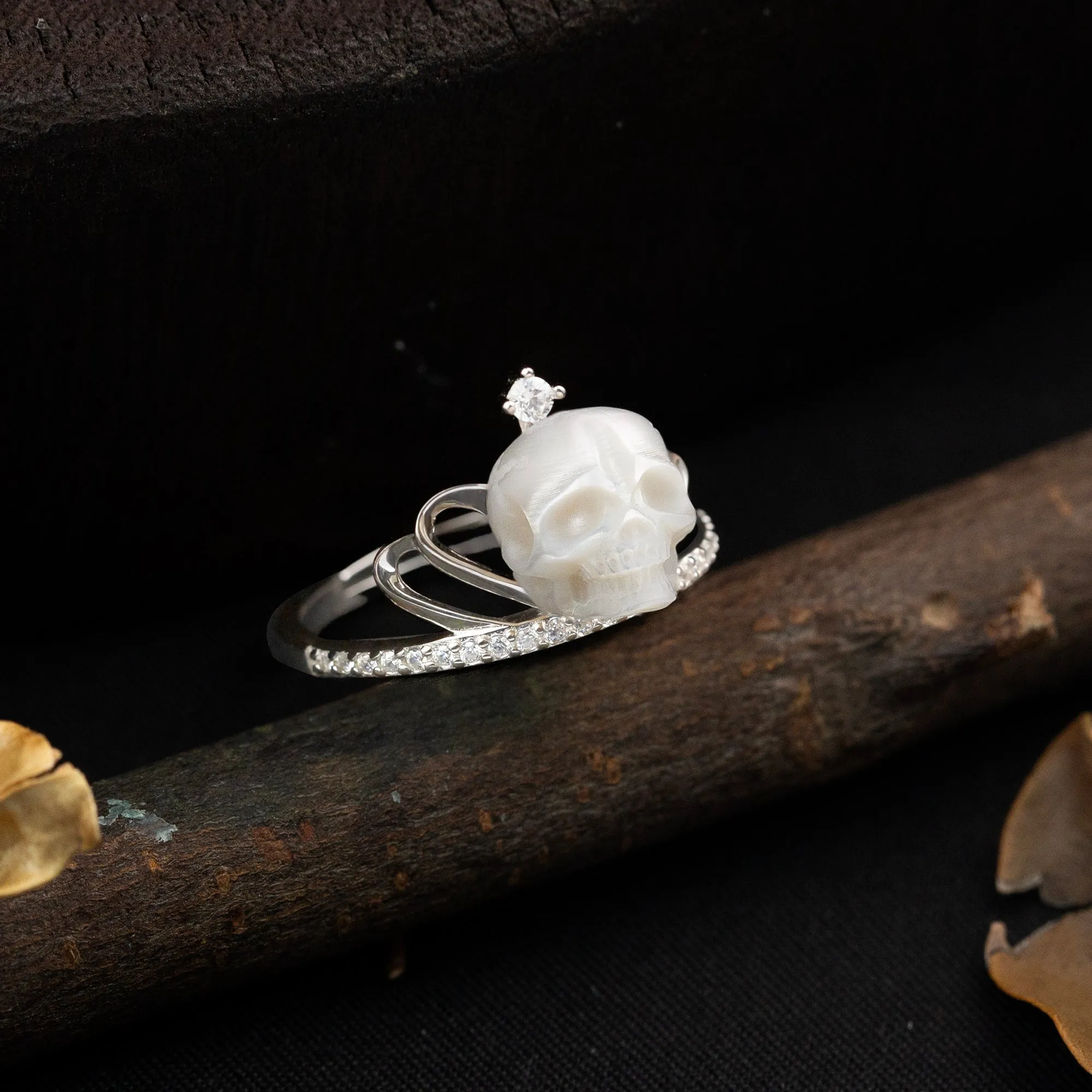 Crown Zirconia Pearl Skull Ring sold by Belle Juri product image thumbnail 2