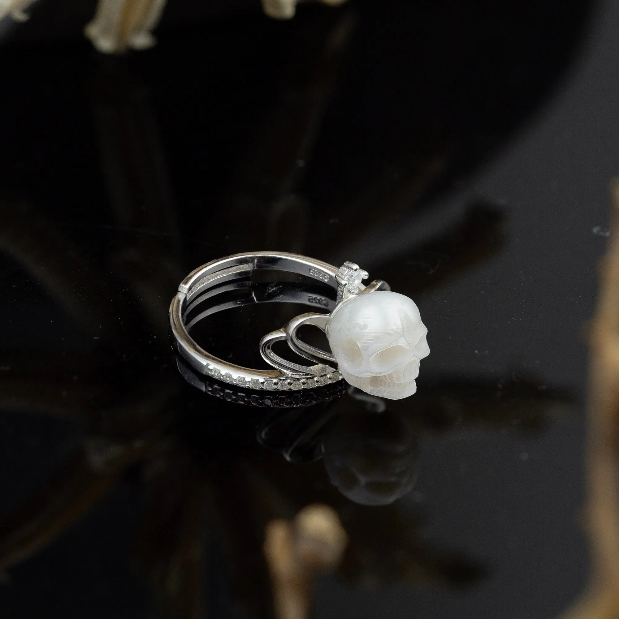 Crown Zirconia Pearl Skull Ring sold by Belle Juri product image thumbnail 4