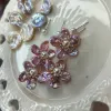 Handwoven Pink Floral Stud Earrings sold by Belle Juri