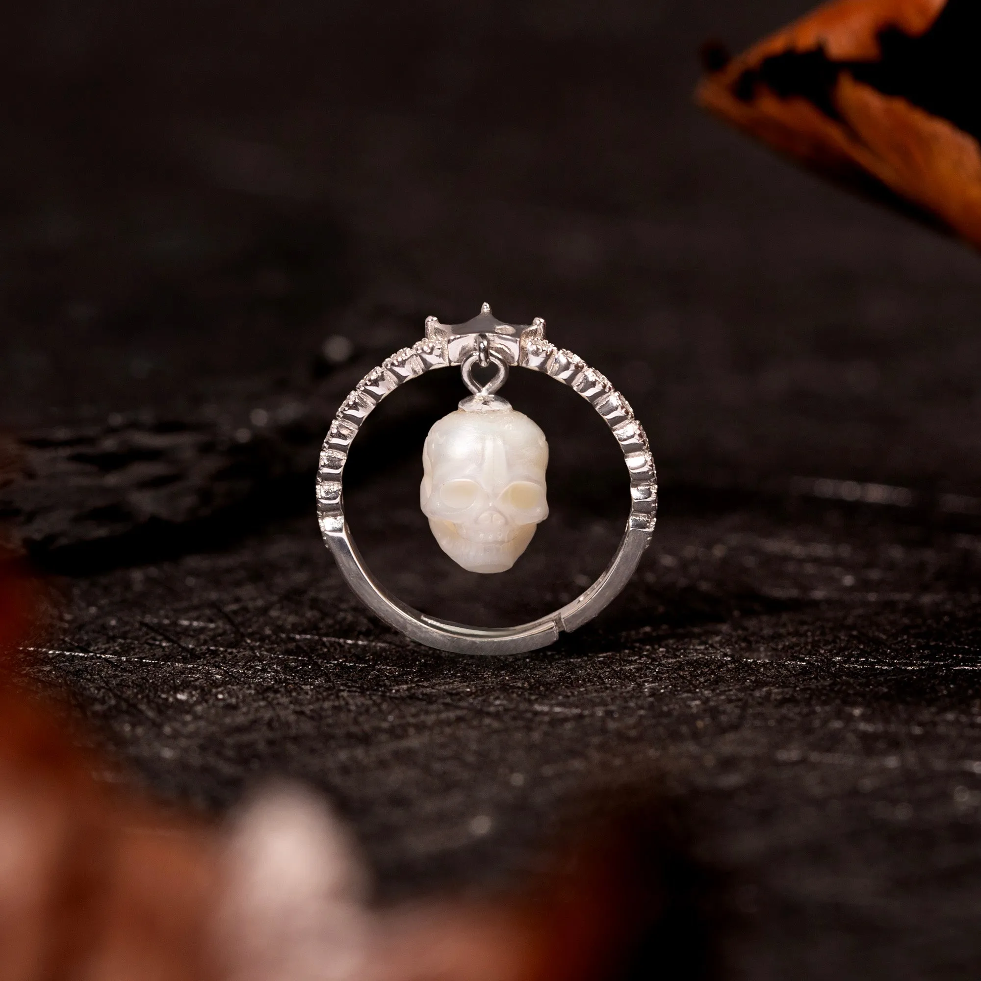 Hanging Crown Pearl Skull Ring sold by Belle Juri product image thumbnail 4