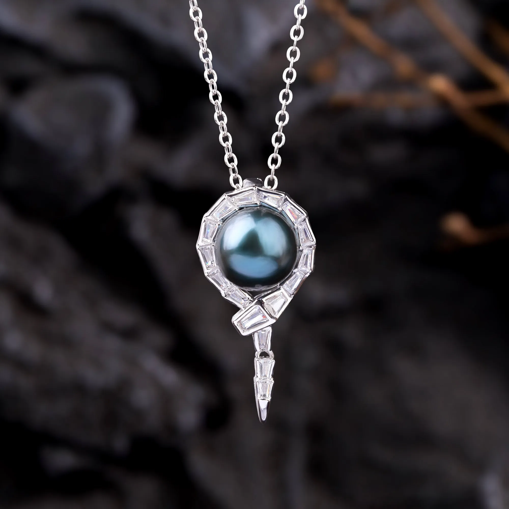 Coiled Snake Black Tahitian Pearl Necklece sold by Belle Juri