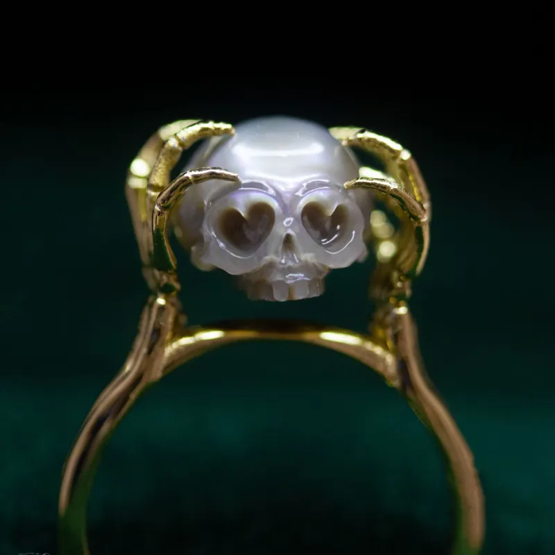 Heart Eyes Be A Thinker Pearl Cranium Ring sold by Belle Juri