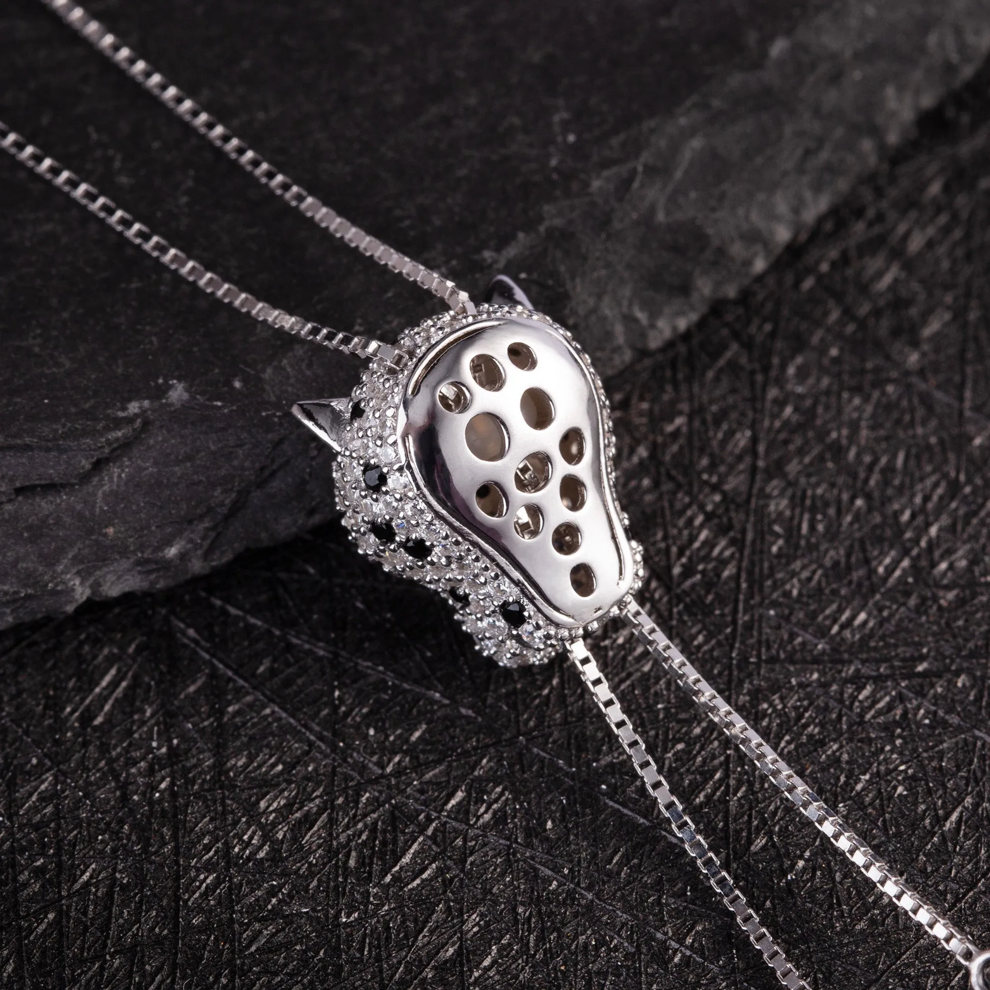 Cubic Zirconia Leopard Lariat Pearl Skull Necklace sold by Belle Juri product image thumbnail 3