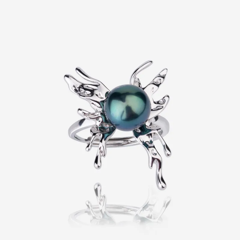 Tahitian Pearl Butterfly Wing Ring sold by Belle Juri