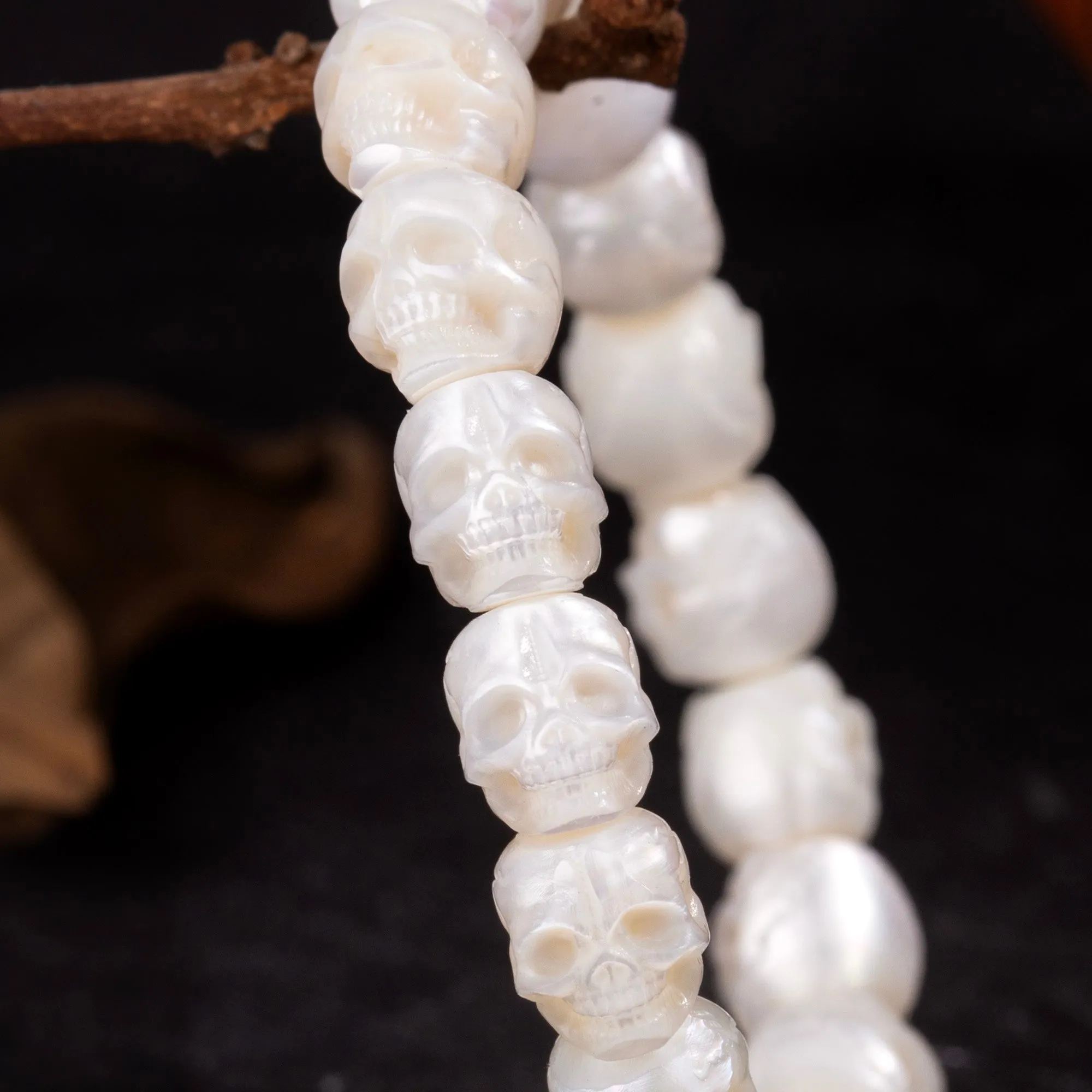 Hand-Carved Skull Pearl Bracelet sold by Belle Juri product image thumbnail 4