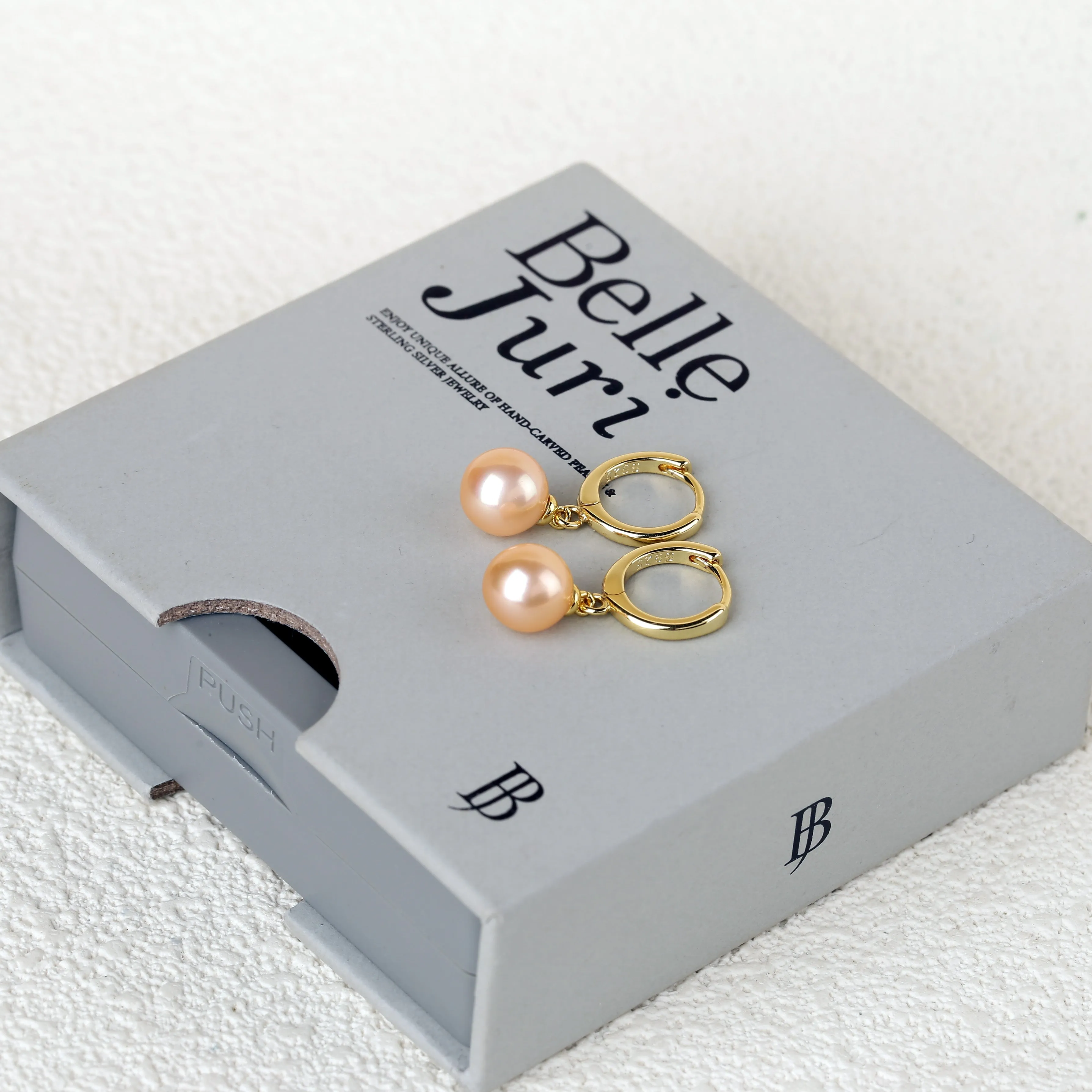 Classic Round Pearl Drop Huggie Hoop Earrings sold by Belle Juri product image thumbnail 4
