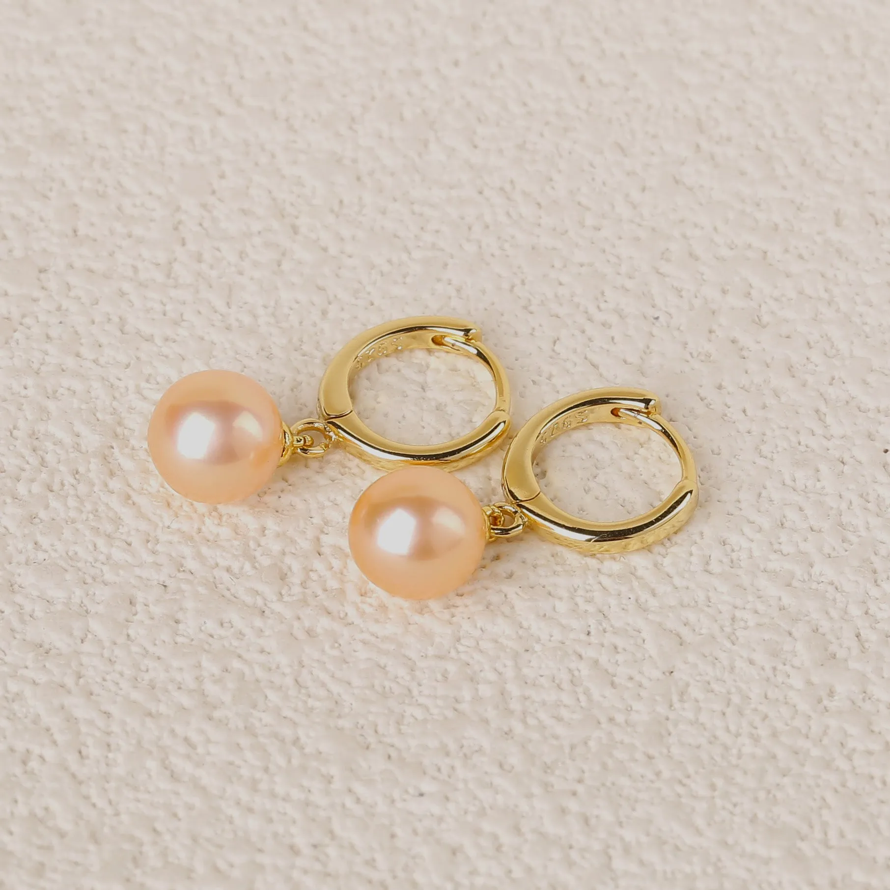 Classic Round Pearl Drop Huggie Hoop Earrings sold by Belle Juri product image thumbnail 2