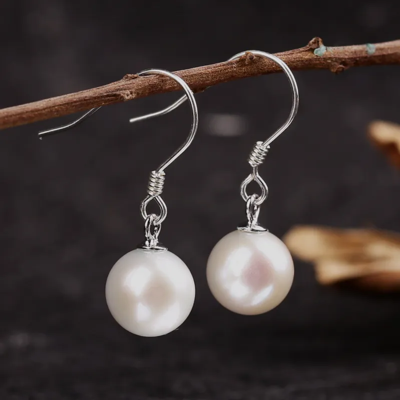 Minimalist Pearl Dangle Drop Earrings made by Belle Juri