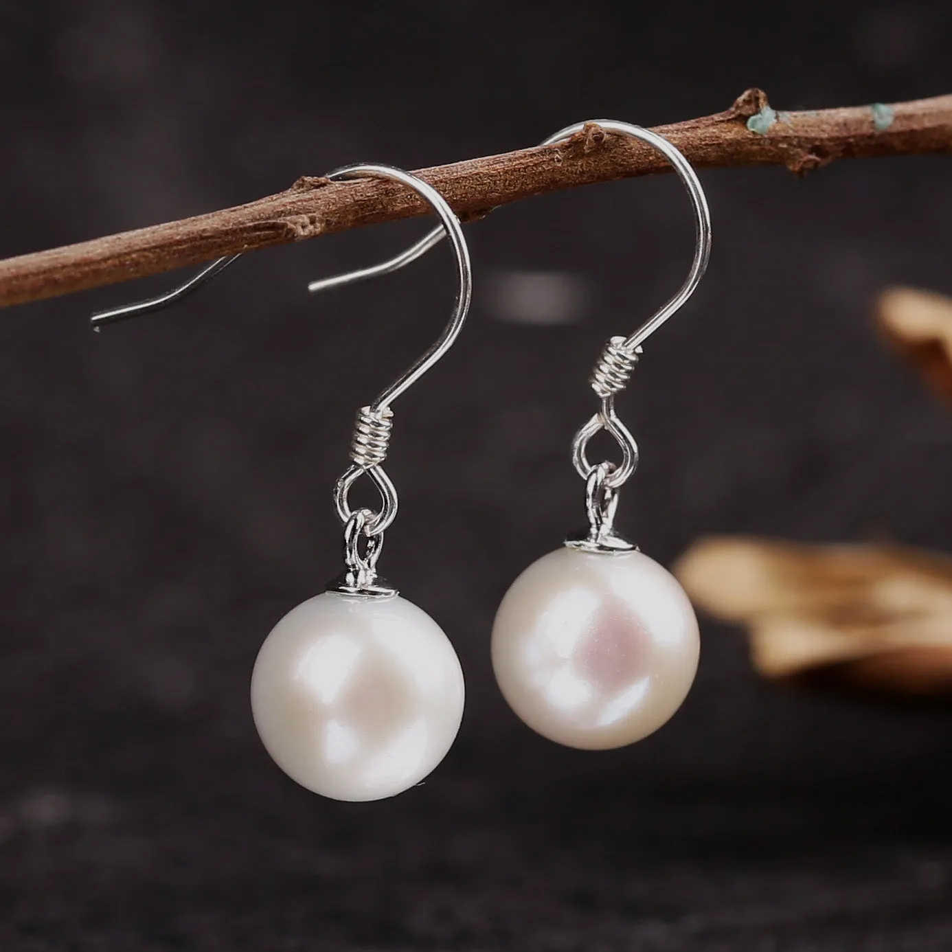 Minimalist Pearl Dangle Drop Earrings sold by Belle Juri