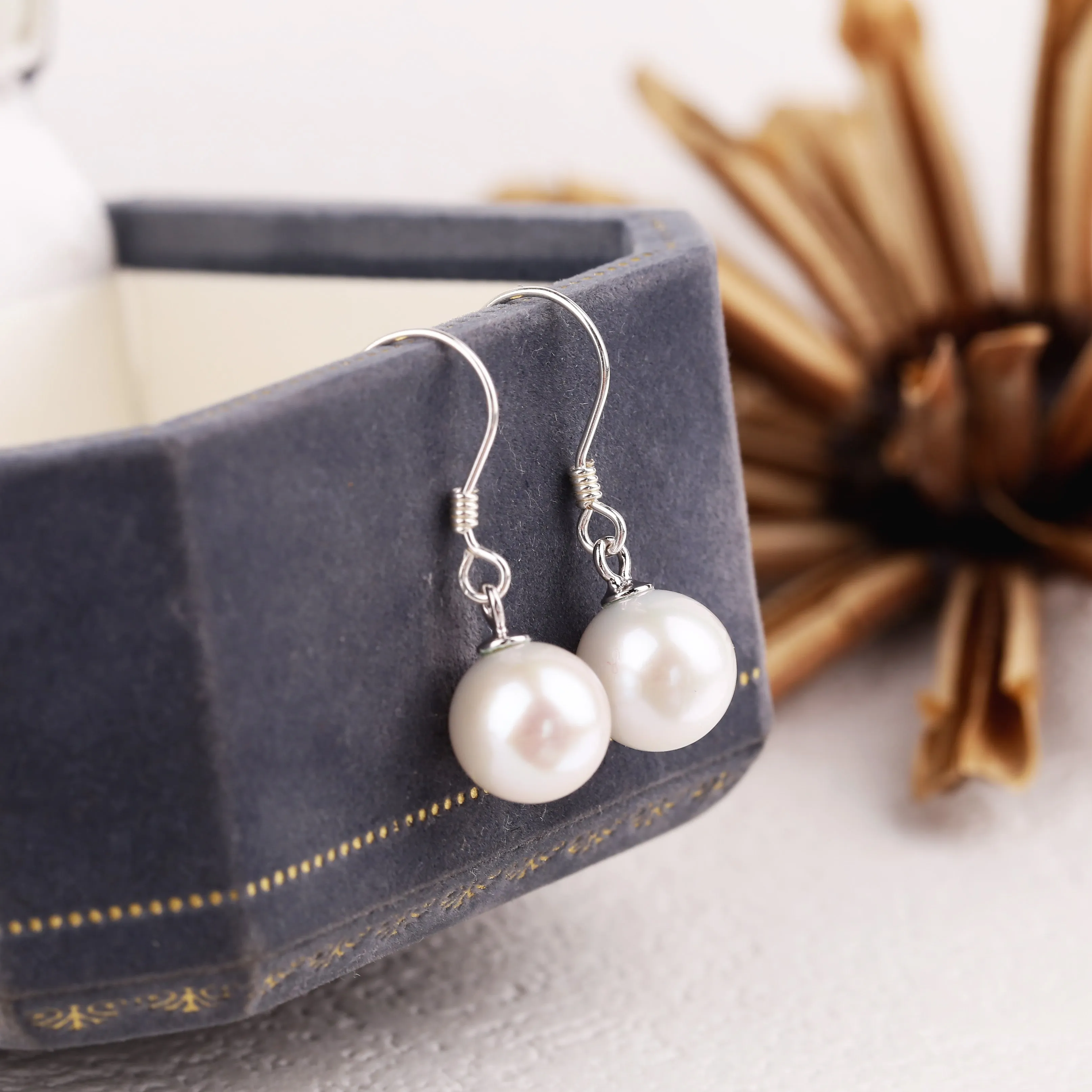 Minimalist Pearl Dangle Drop Earrings sold by Belle Juri product image thumbnail 3