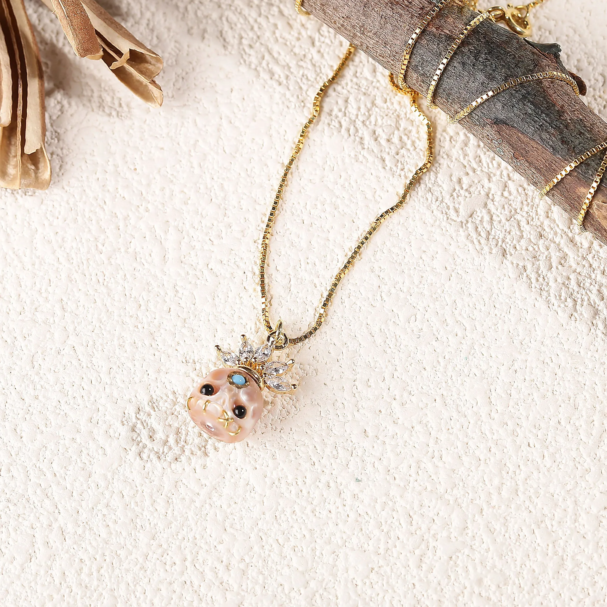 Zircon Crowned Carved Pearl Skull Śmaśana Necklace sold by Belle Juri product image thumbnail 3